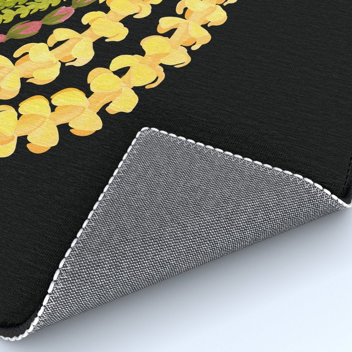 Lei Drape Puakenikeni Palaka Lokelani on black Rug Gallery Image 4