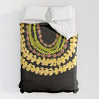 Lei Drape Puakenikeni Palaka Lokelani on black Duvet Cover Gallery Image 6