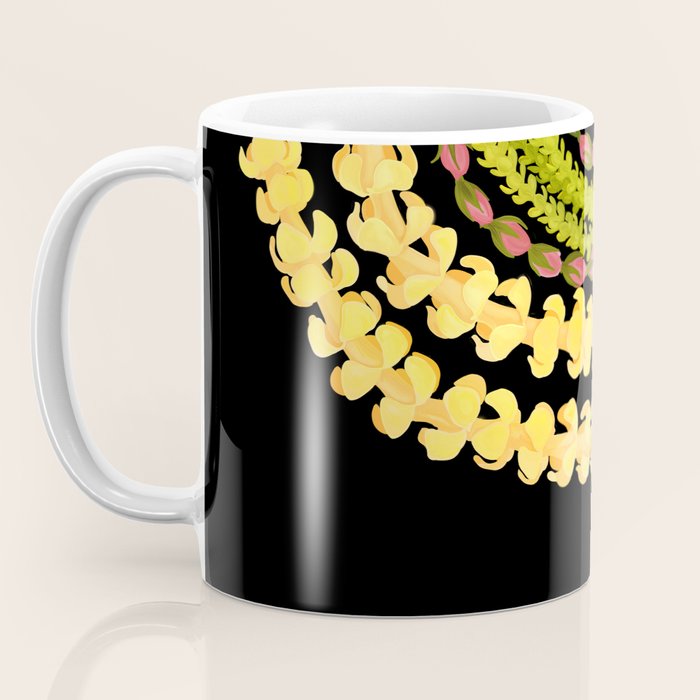 Lei Drape Puakenikeni Palaka Lokelani on black Coffee Mug Gallery Image 3