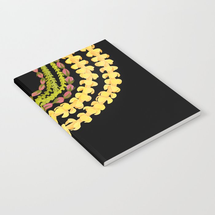 Lei Drape Puakenikeni Palaka Lokelani on black Notebook Gallery Image 1