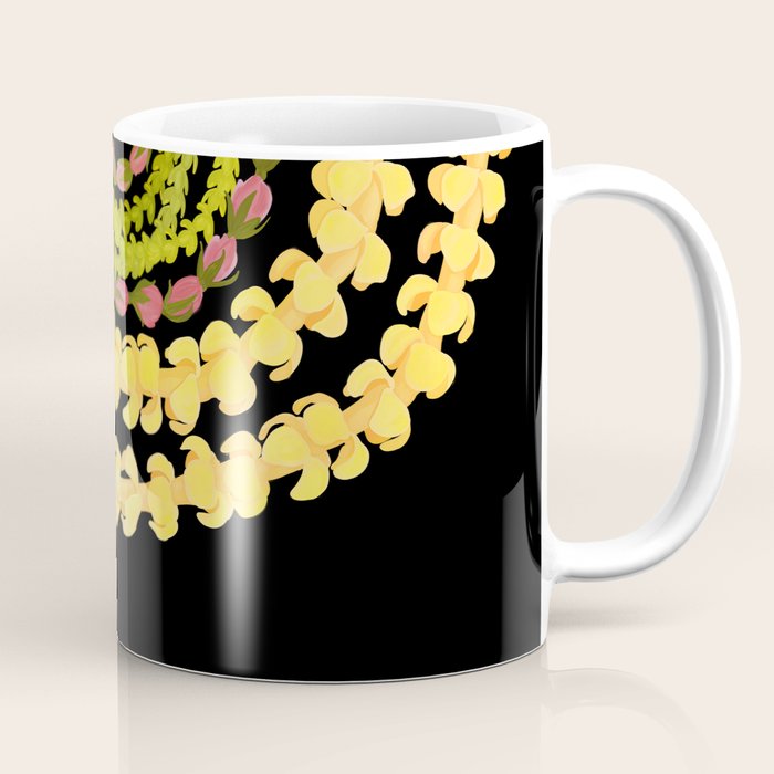 Lei Drape Puakenikeni Palaka Lokelani on black Coffee Mug Gallery Image 1