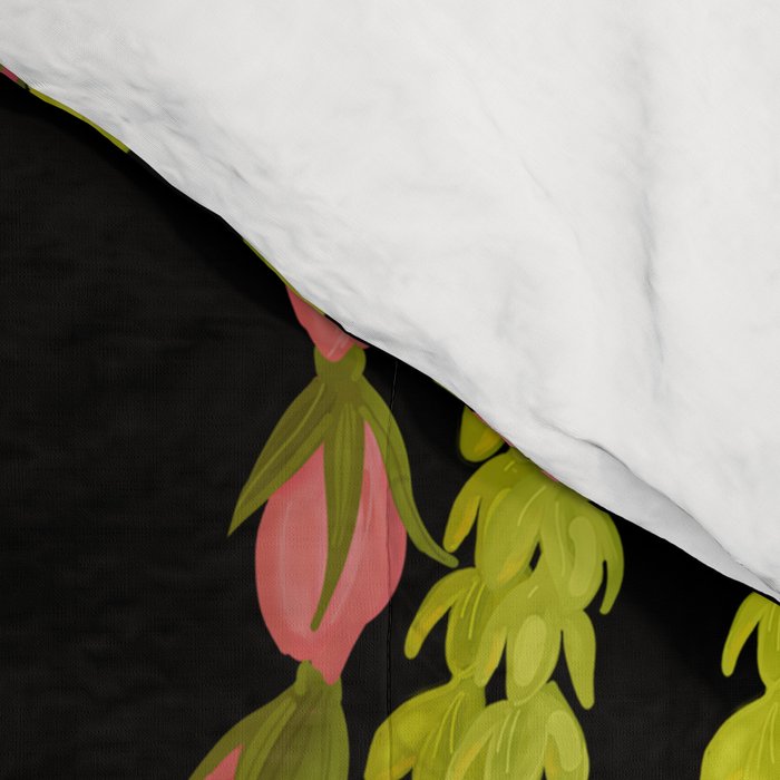 Lei Drape Puakenikeni Palaka Lokelani on black Comforter Gallery Image 4