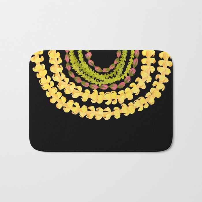 Lei Drape Puakenikeni Palaka Lokelani on black Bath Mat Gallery Image 1