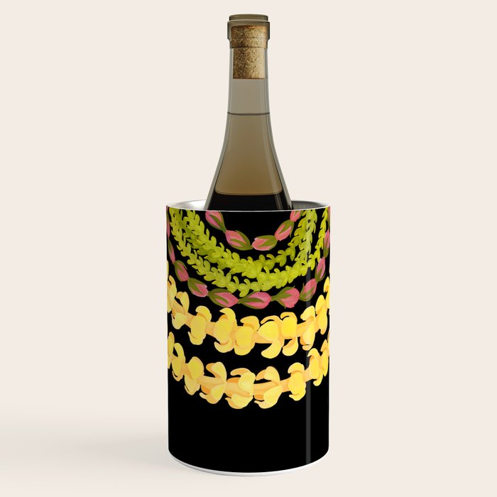 Lei Drape Puakenikeni Palaka Lokelani on black Wine Chiller Gallery Image 1