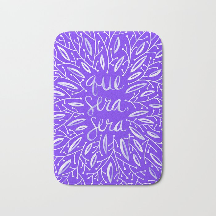 Whatever Will Be Will Be - Illustrated - White Ink on Lavender Bath Mat Gallery Image 1