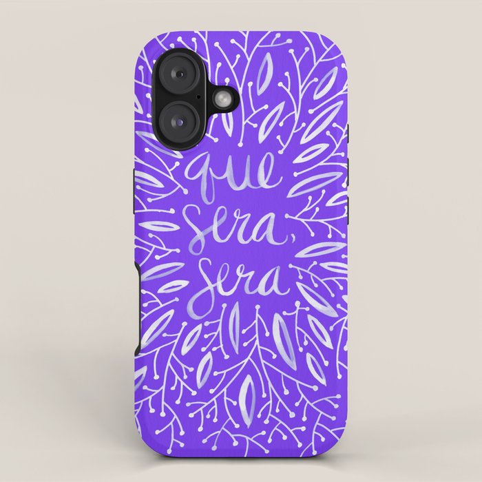 Whatever Will Be Will Be - Illustrated - White Ink on Lavender iPhone Case Gallery Image 1