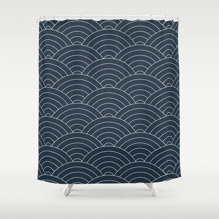 Waves (Annapolis Blue) Shower Curtain Gallery Image 1