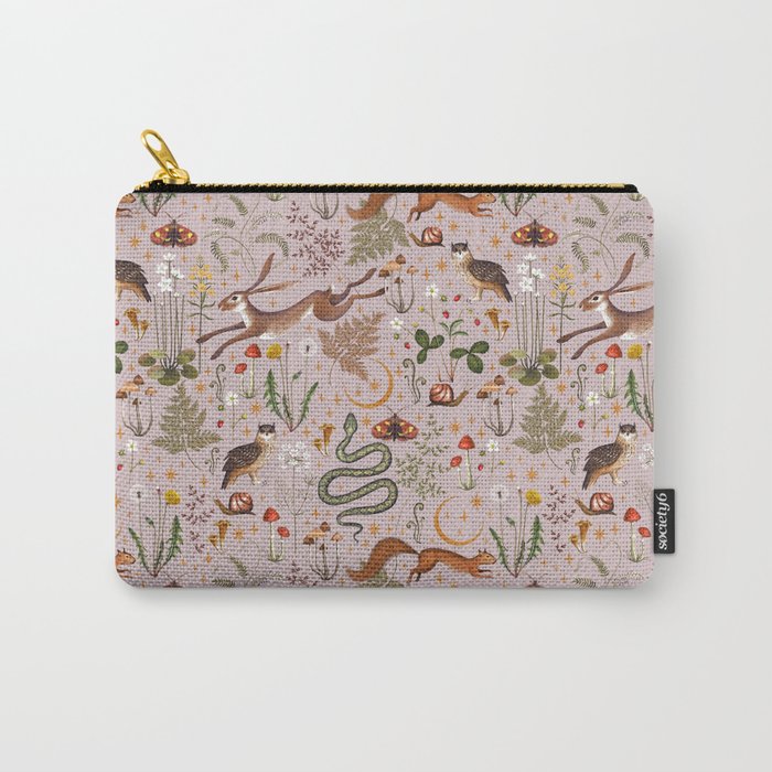 Enchanted Magical Midnight Forest Animals Blush III Carry All Pouch Gallery Image 1