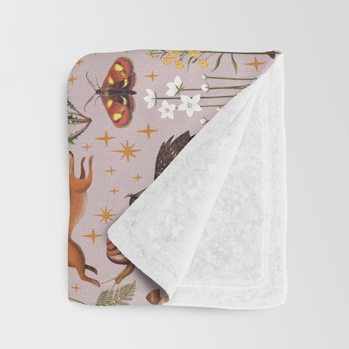 Enchanted Magical Midnight Forest Animals Blush III Throw Blanket Gallery Image 3