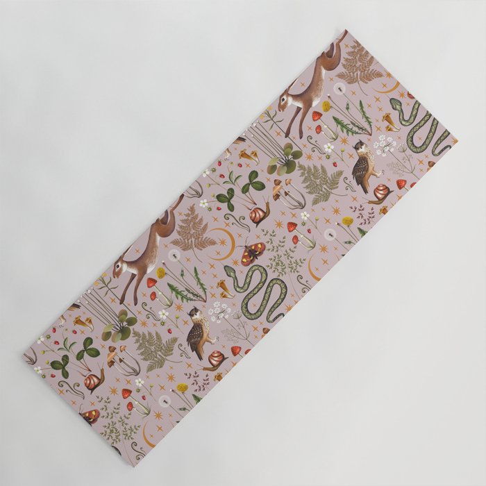 Enchanted Magical Midnight Forest Animals Blush III Yoga Mat Gallery Image 1