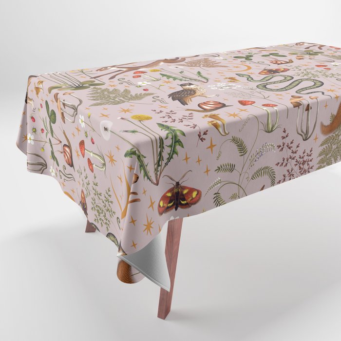 Enchanted Magical Midnight Forest Animals Blush III Tablecloth Gallery Image 1