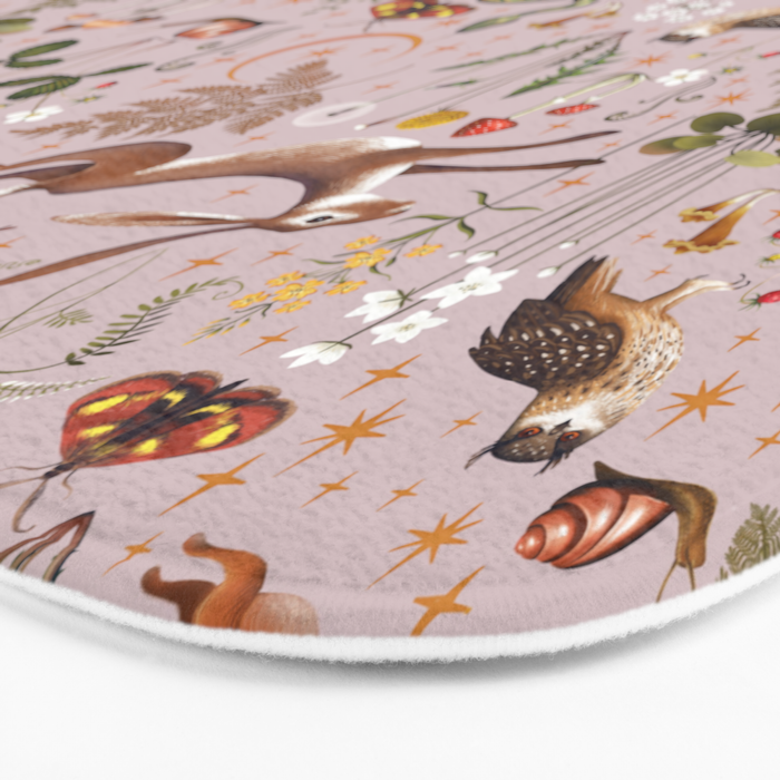 Enchanted Magical Midnight Forest Animals Blush III Bath Mat Gallery Image 3