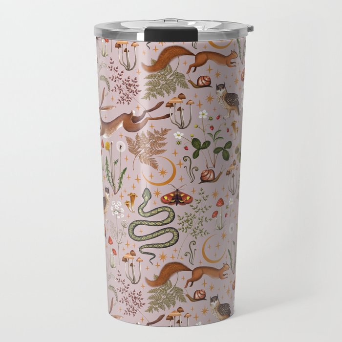Enchanted Magical Midnight Forest Animals Blush III Travel Mug Gallery Image 1
