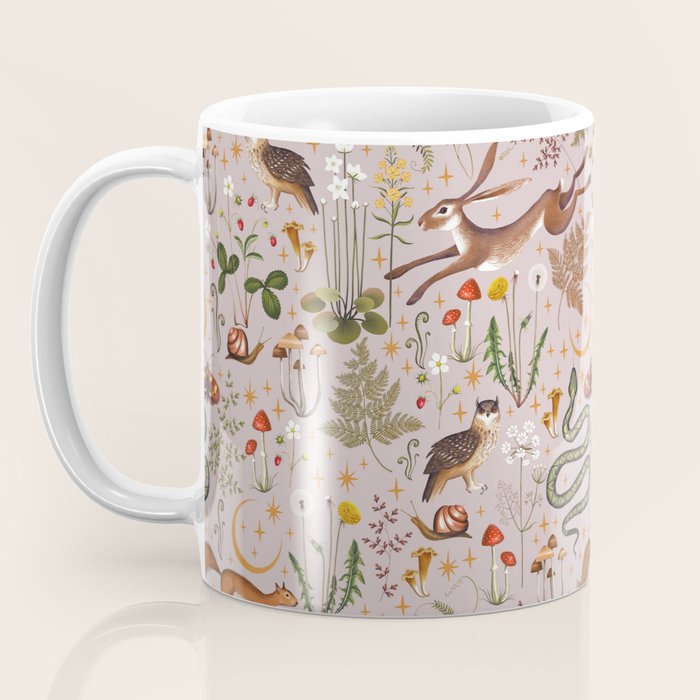 Enchanted Magical Midnight Forest Animals Blush III Coffee Mug Gallery Image 3