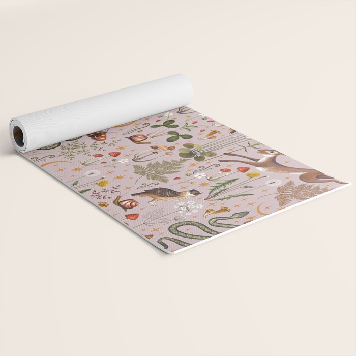 Enchanted Magical Midnight Forest Animals Blush III Yoga Mat Gallery Image 2