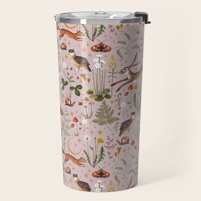 Enchanted Magical Midnight Forest Animals Blush III Travel Mug Gallery Image 2
