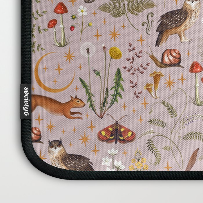 Enchanted Magical Midnight Forest Animals Blush III Laptop Sleeve Gallery Image 3