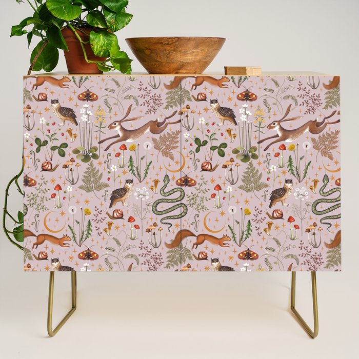 Enchanted Magical Midnight Forest Animals Blush III Credenza Gallery Image 1