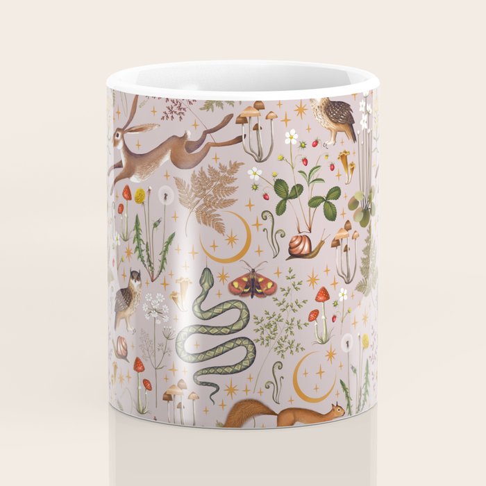 Enchanted Magical Midnight Forest Animals Blush III Coffee Mug Gallery Image 4