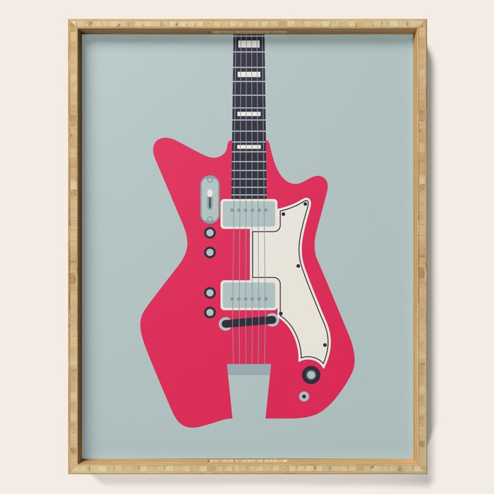 Retro 60s Surf Rock Electric Guitar - Slate Serving Tray Gallery Image 1