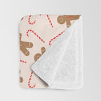 Gingerbread Man + Candy Cane Christmas Pattern Throw Blanket Gallery Image 3