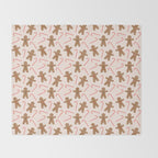 Gingerbread Man + Candy Cane Christmas Pattern Throw Blanket Gallery Image 2