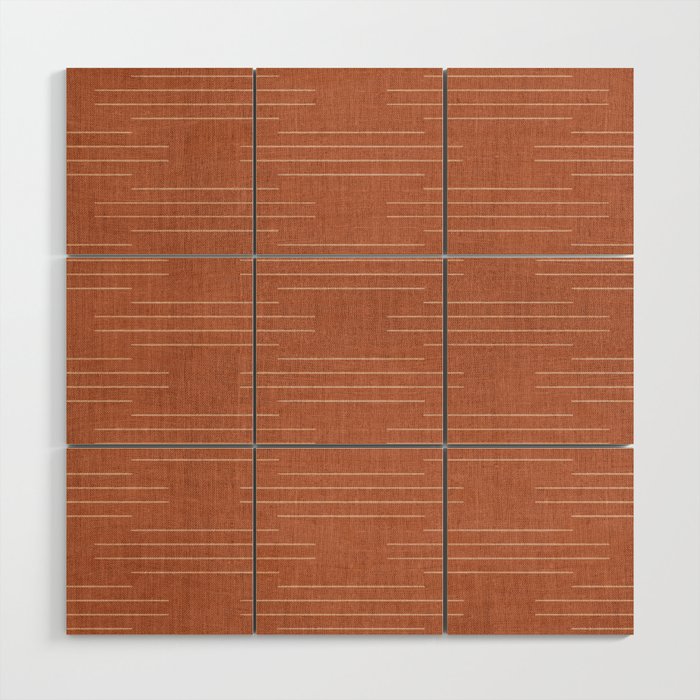 Minimalist, Boho, Line Art in Terracotta Wood Wall Art Gallery Image 1