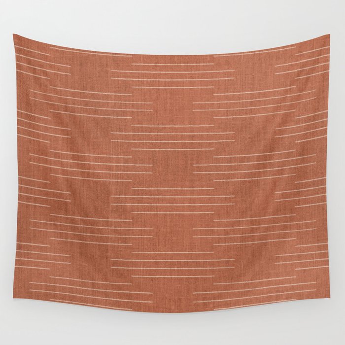 Minimalist, Boho, Line Art in Terracotta Wall Tapestry Gallery Image 1