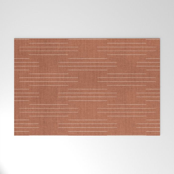 Minimalist, Boho, Line Art in Terracotta Welcome Mat Gallery Image 1