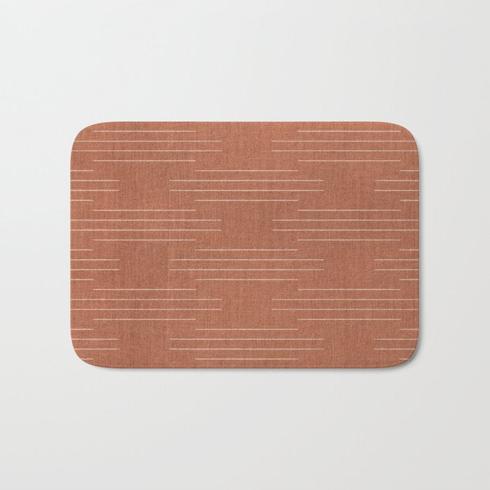 Minimalist, Boho, Line Art in Terracotta Bath Mat Gallery Image 1