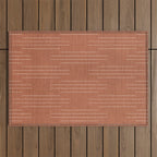 Minimalist, Boho, Line Art in Terracotta Outdoor Rug Gallery Image 1