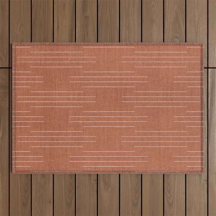 Minimalist, Boho, Line Art in Terracotta Outdoor Rug Gallery Image 1