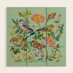 Flower Birds Garden Wood Wall Art Gallery Image 1