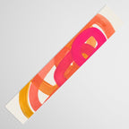 Funky Retro 70's Style Pattern Orange Pink Greindent Striped Circles Mid Century Colorful Pop Art Table Runner Gallery Image 3