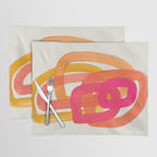 Funky Retro 70's Style Pattern Orange Pink Greindent Striped Circles Mid Century Colorful Pop Art Placemat Gallery Image 1