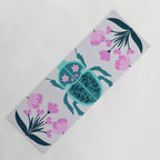 Beetle and flowers - pink and turquoise Yoga Mat Gallery Image 1