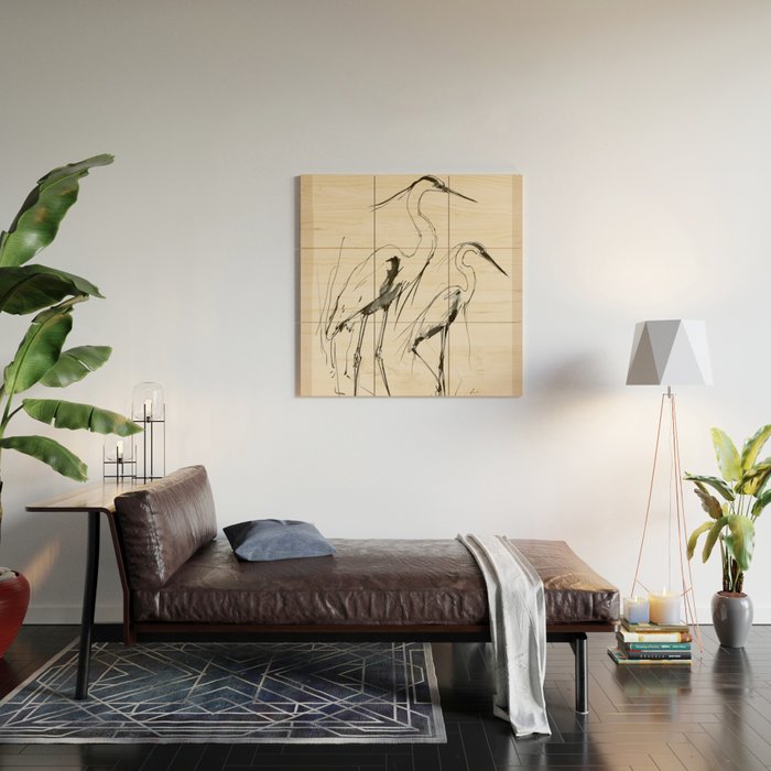 Two Herons Wood Wall Art Gallery Image 2