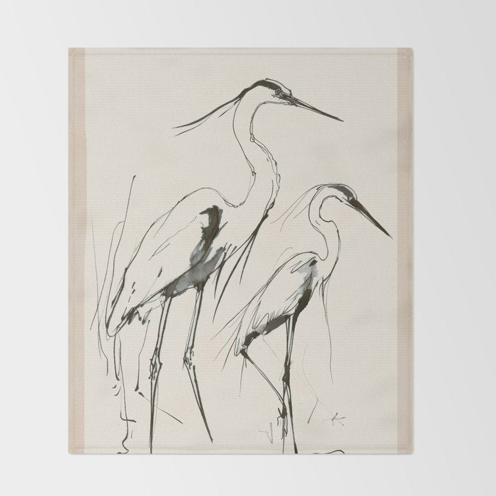 Two Herons Throw Blanket Gallery Image 2