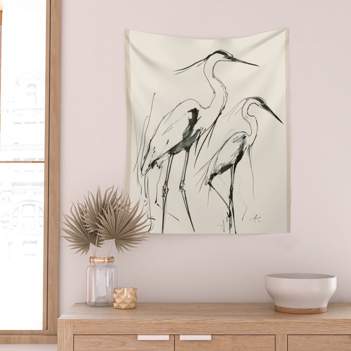 Two Herons Wall Tapestry Gallery Image 2