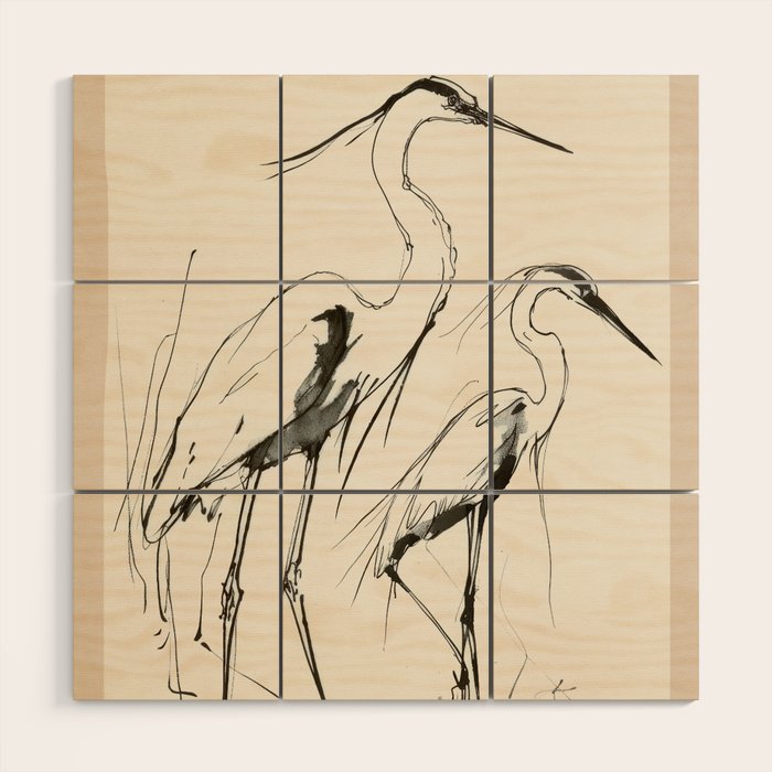 Two Herons Wood Wall Art Gallery Image 1
