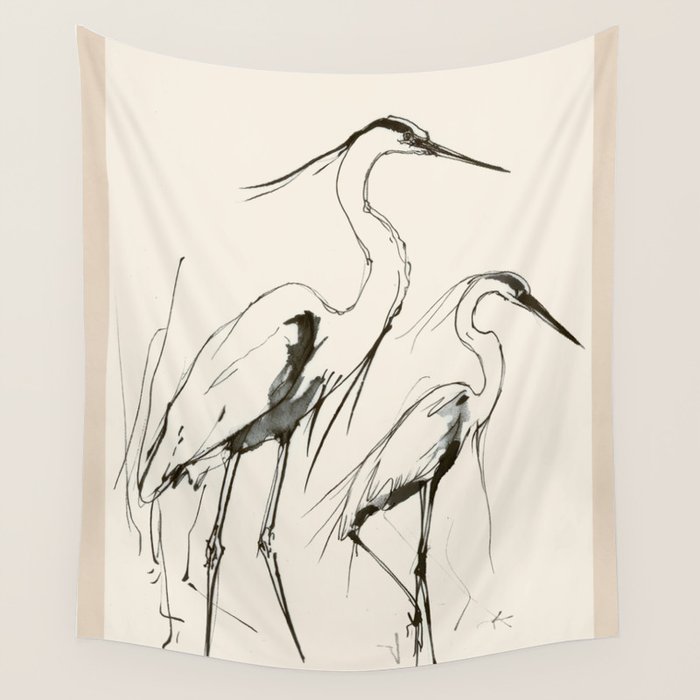 Two Herons Wall Tapestry Gallery Image 4