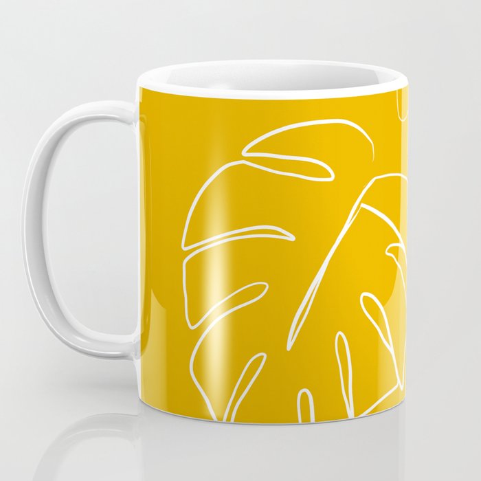 Monstera minimal - yellow Coffee Mug Gallery Image 3