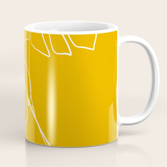 Monstera minimal - yellow Coffee Mug Gallery Image 1