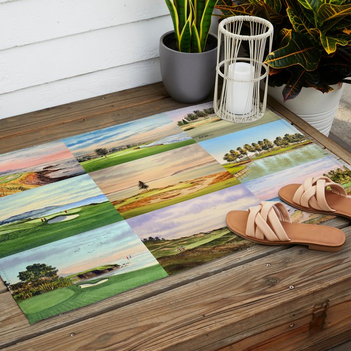 Famous Golf Courses In The USA Collage Outdoor Rug Gallery Image 2