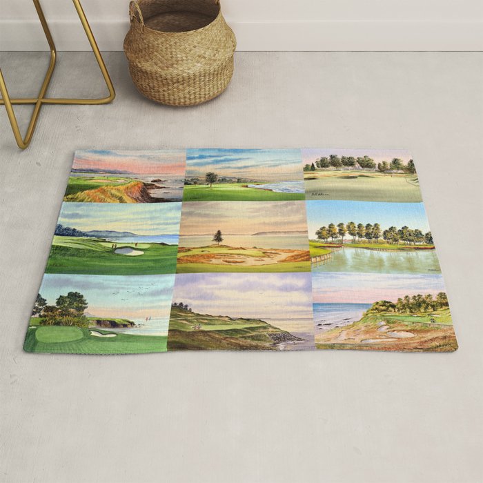 Famous Golf Courses In The USA Collage Rug Gallery Image 1