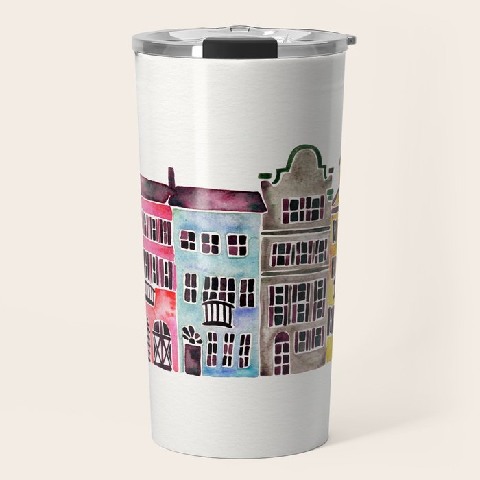 Rainbow Row - Charleston Travel Mug Gallery Image 1