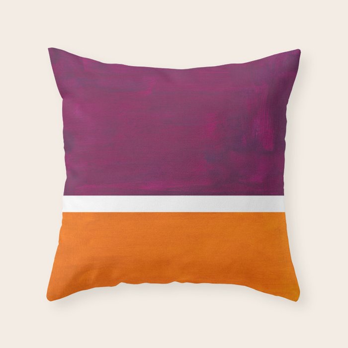 Purple Wine Yellow OchreMid Century Modern Abstract Minimalist Rothko Color Field Squares Throw Pillow Gallery Image 6