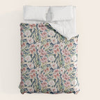 Birds in lush night garden flowers Comforter Gallery Image 6
