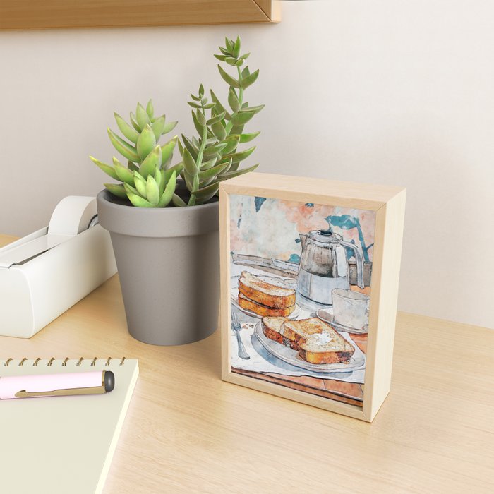  French Toast and Coffee Breakfast Watercolor Still Life Mini Art Print Gallery Image 2