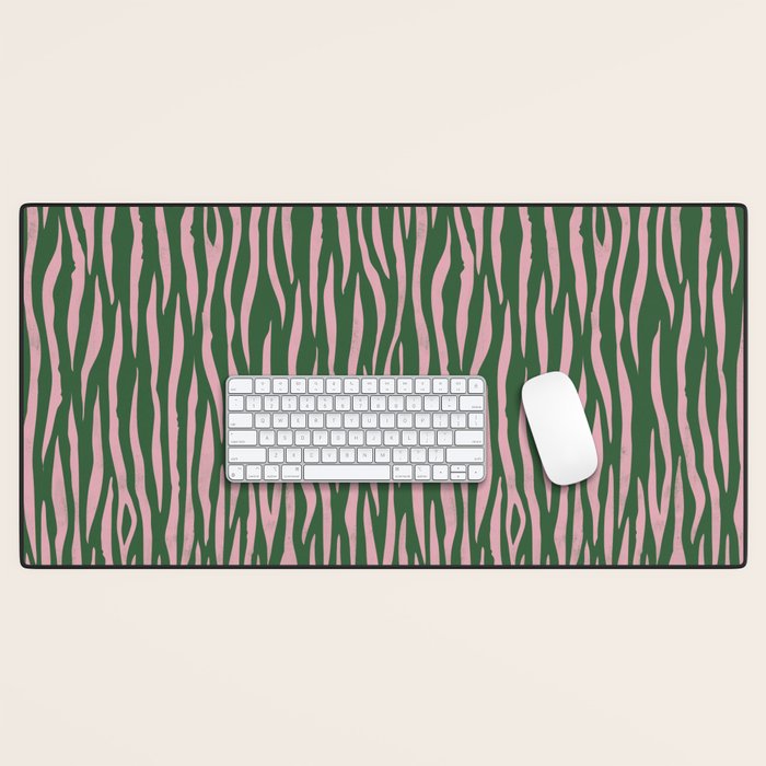 Tiger Stripes In Pink And Green Desk Mat Gallery Image 1
